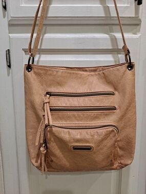 Stone & Co. Embossed Paisley Light Tan Pink Smokey Mountain Super Crossbody Bag